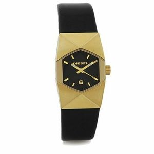 Diesel gold and black leather watch